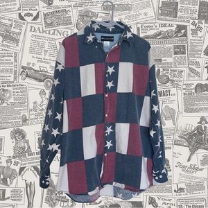 New River, Long Sleeve Button Down Shirt, Patriotic Shirt